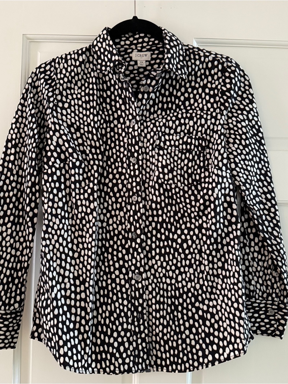 J. Crew Outlet Black and White Pebble-Print Button Down Shirt